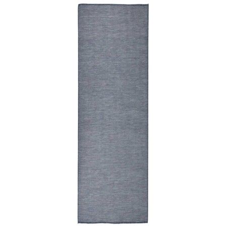 Alfombra de exterior de tejido plano azul 80x250 cm de vidaXL, Alfombras - Ref: Foro24-340793, Precio: 35,51 €, Descuento: %