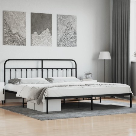 Estructura de cama con cabecero metal negro 200x200 cm de vidaXL, Camas y somieres - Ref: Foro24-352585, Precio: 134,03 €, De...