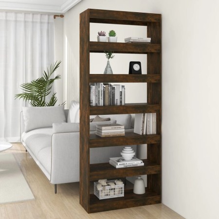 Estantería/divisor madera ingeniería roble ahumado 80x30x198 cm en Librerías y estanterías | Comprar online en Foru.es