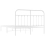 Estructura de cama de metal con cabecero blanca 135x190 cm de vidaXL, Camas y somieres - Ref: Foro24-352626, Precio: 115,57 €...