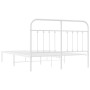 Estructura de cama de metal con cabecero blanca 140x190 cm de vidaXL, Camas y somieres - Ref: Foro24-352627, Precio: 110,68 €...