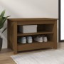Banco zapatero madera maciza de pino marrón miel 70x38x45,5cm en Zapateros y organizadores de calzado | Comprar online en Foru.e