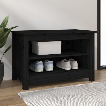 Banco zapatero madera de pino maciza negro 70x38x45,5 cm en Zapateros y organizadores de calzado | Comprar online en Foru.es