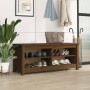Banco zapatero madera maciza de pino marrón miel 110x38x45,5 cm en Zapateros y organizadores de calzado | Comprar online en Foru