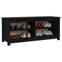 Banco zapatero madera maciza de pino negro 110x38x45,5 cm en Zapateros y organizadores de calzado | Comprar online en Foru.es