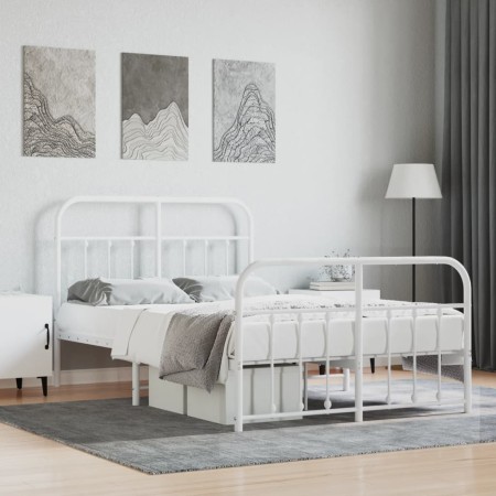 Estructura cama metal con cabecero y estribo blanco 120x200 cm de vidaXL, Camas y somieres - Ref: Foro24-352643, Precio: 126,...