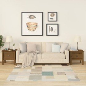 Mesa auxiliar 2 uds madera maciza pino marrón miel 40x40x39 cm en Mesas auxiliares | Comprar online en Foru.es