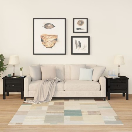Mesa auxiliar 2 uds de madera maciza de pino negro 40x40x39 cm en Mesas auxiliares | Comprar online en Foru.es