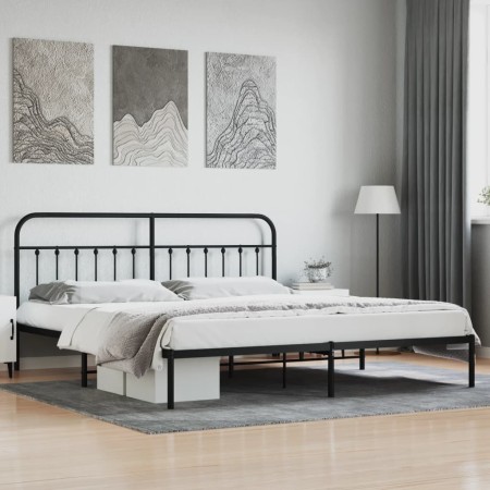 Estructura de cama con cabecero metal negro 193x203 cm de vidaXL, Camas y somieres - Ref: Foro24-352584, Precio: 129,75 €, De...