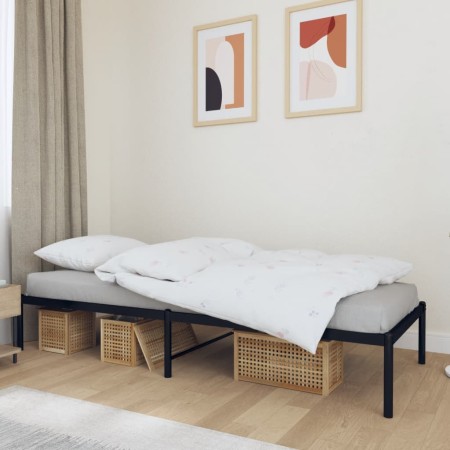 Estructura de cama de metal negro 80x200 cm de vidaXL, Camas y somieres - Ref: Foro24-350837, Precio: 70,58 €, Descuento: %