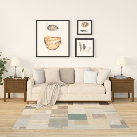 Mesa auxiliar 2 uds madera maciza pino marrón miel 50x50x49 cm en Mesas auxiliares | Comprar online en Foru.es