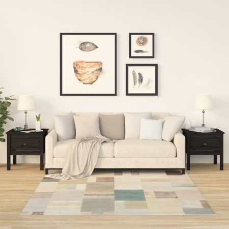 Mesa auxiliar 2 uds de madera maciza de pino negro 50x50x49 cm en Mesas auxiliares | Comprar online en Foru.es