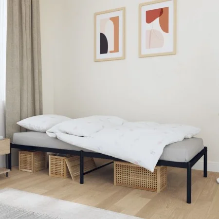 Estructura de cama de metal negro 90x190 cm de vidaXL, Camas y somieres - Ref: Foro24-350838, Precio: 63,00 €, Descuento: %