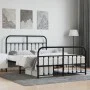 Black metal headboard and footboard bed frame 140x200 cm by vidaXL, Beds and slatted bases - Ref: Foro24-352597, Price: 128,0...