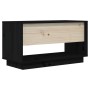 Mueble de TV de madera maciza de pino negro 74x34x40 cm en Muebles TV | Comprar online en Foru.es