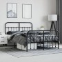 Estructura de cama cabecero y estribo metal negro 140x200 cm de vidaXL, Camas y somieres - Ref: Foro24-352597, Precio: 130,12...
