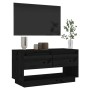 Mueble de TV de madera maciza de pino negro 74x34x40 cm en Muebles TV | Comprar online en Foru.es