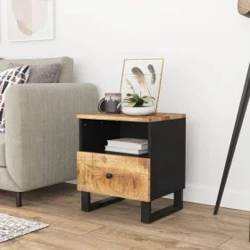 Mesita de noche madera maciza mango y madera contrachapada de vidaXL, Mesitas de noche - Ref: Foro24-350648, Precio: 74,54 €,...