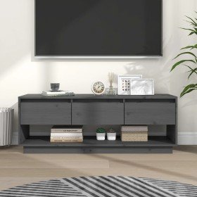 Mueble de TV de madera maciza de pino gris 110,5x34x40 cm en Muebles TV | Comprar online en Foru.es