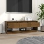 Mueble de TV madera maciza de pino marrón miel 110,5x34x40 cm en Muebles TV | Comprar online en Foru.es
