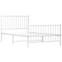 Estructura cama metal con cabecero y pie cama blanca 100x200 cm de vidaXL, Camas y somieres - Ref: Foro24-350944, Precio: 66,...