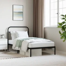 Estructura de cama con cabecero metal negro 100x190 cm de vidaXL, Camas y somieres - Ref: Foro24-352572, Precio: 79,41 €, Des...