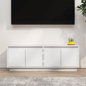 Mueble de TV de madera maciza de pino blanco 110x34x40 cm en Muebles TV | Comprar online en Foru.es