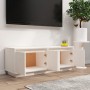 Mueble de TV de madera maciza de pino blanco 110x34x40 cm en Muebles TV | Comprar online en Foru.es