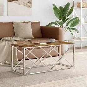 Stainless steel and solid recycled wood coffee table by vidaXL, Coffee table - Ref: Foro24-349968, Price: 80,63 €, Discount: %