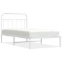 Estructura de cama de metal con cabecero blanco 100x190 cm de vidaXL, Camas y somieres - Ref: Foro24-352621, Precio: 82,15 €,...