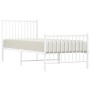 Estructura cama metal con cabecero y pie cama blanca 75x190 cm de vidaXL, Camas y somieres - Ref: Foro24-350939, Precio: 70,9...