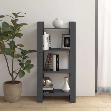 Estantería/divisor de espacios madera maciza gris 60x35x125 cm en Librerías y estanterías | Comprar online en Foru.es