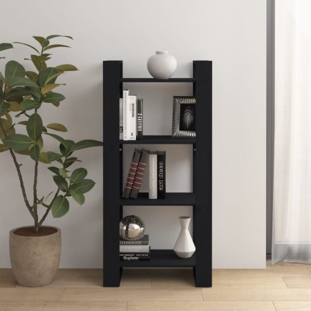 Estantería/divisor de espacios madera maciza negro 60x35x125 cm en Librerías y estanterías | Comprar online en Foru.es