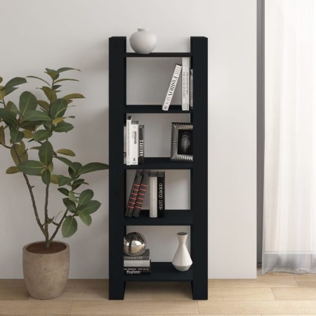 Estantería/divisor de espacios madera maciza negro 60x35x160 cm en Librerías y estanterías | Comprar online en Foru.es