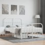 Estructura cama metal con cabecero y estribo blanco 120x190 cm de vidaXL, Camas y somieres - Ref: Foro24-352642, Precio: 98,4...