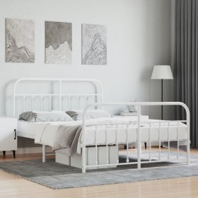 Estructura cama metal cabecero y estribo blanco 140x190 cm de vidaXL, Camas y somieres - Ref: Foro24-352645, Precio: 128,50 €...