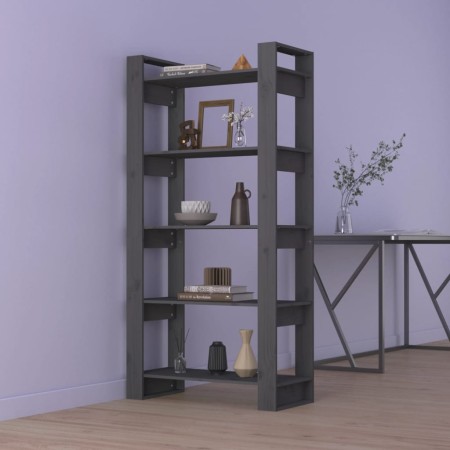 Estantería/divisor de espacios madera maciza gris 80x35x160 cm en Librerías y estanterías | Comprar online en Foru.es