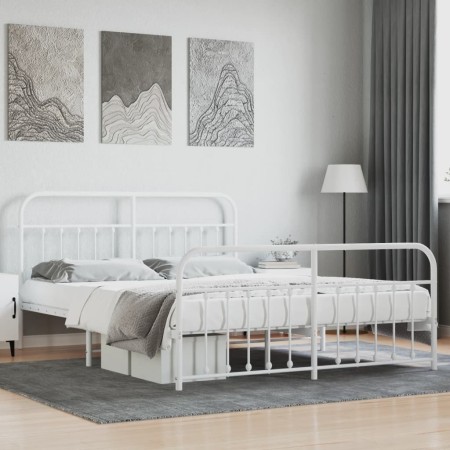 Estructura cama metal con cabecero y pie cama blanco 183x213 cm de vidaXL, Camas y somieres - Ref: Foro24-352650, Precio: 145...