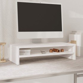 Soporte de monitor madera maciza de pino blanco 50x24x13 cm en Muebles TV | Comprar online en Foru.es