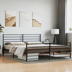 Estructura de cama cabecero y estribo metal negro 180x200 cm de vidaXL, Camas y somieres - Ref: Foro24-352341, Precio: 121,08...