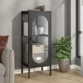 Aparador alto vidrio y acero negro 40x35x105 cm de vidaXL, Aparadores - Ref: Foro24-352999, Precio: 148,60 €, Descuento: %