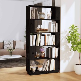 Estantería/divisor de espacios madera pino negro 80x25x163,5 cm en Librerías y estanterías | Comprar online en Foru.es