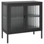 Aparador de vidrio y acero negro 70x35x70 cm de vidaXL, Aparadores - Ref: Foro24-353001, Precio: 160,12 €, Descuento: %