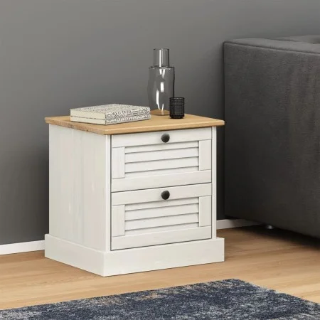 Mesita de noche VIGO madera maciza de pino blanco 42x35x42 cm de vidaXL, Mesitas de noche - Ref: Foro24-353158, Precio: 56,08...