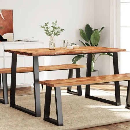 Mesa de comedor con borde vivo madera maciza acacia 140x80x75cm de vidaXL, Mesas de cocina y de comedor - Ref: Foro24-353289,...