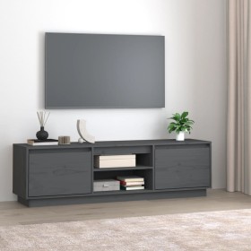 Mueble de TV de madera maciza de pino gris 140x35x40 cm en Muebles TV | Comprar online en Foru.es
