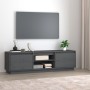 Mueble de TV de madera maciza de pino gris 140x35x40 cm en Muebles TV | Comprar online en Foru.es