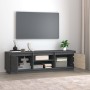 Mueble de TV de madera maciza de pino gris 140x35x40 cm en Muebles TV | Comprar online en Foru.es