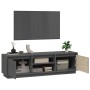 Mueble de TV de madera maciza de pino gris 140x35x40 cm en Muebles TV | Comprar online en Foru.es