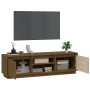 Mueble de TV madera maciza de pino marrón miel 140x35x40 cm en Muebles TV | Comprar online en Foru.es